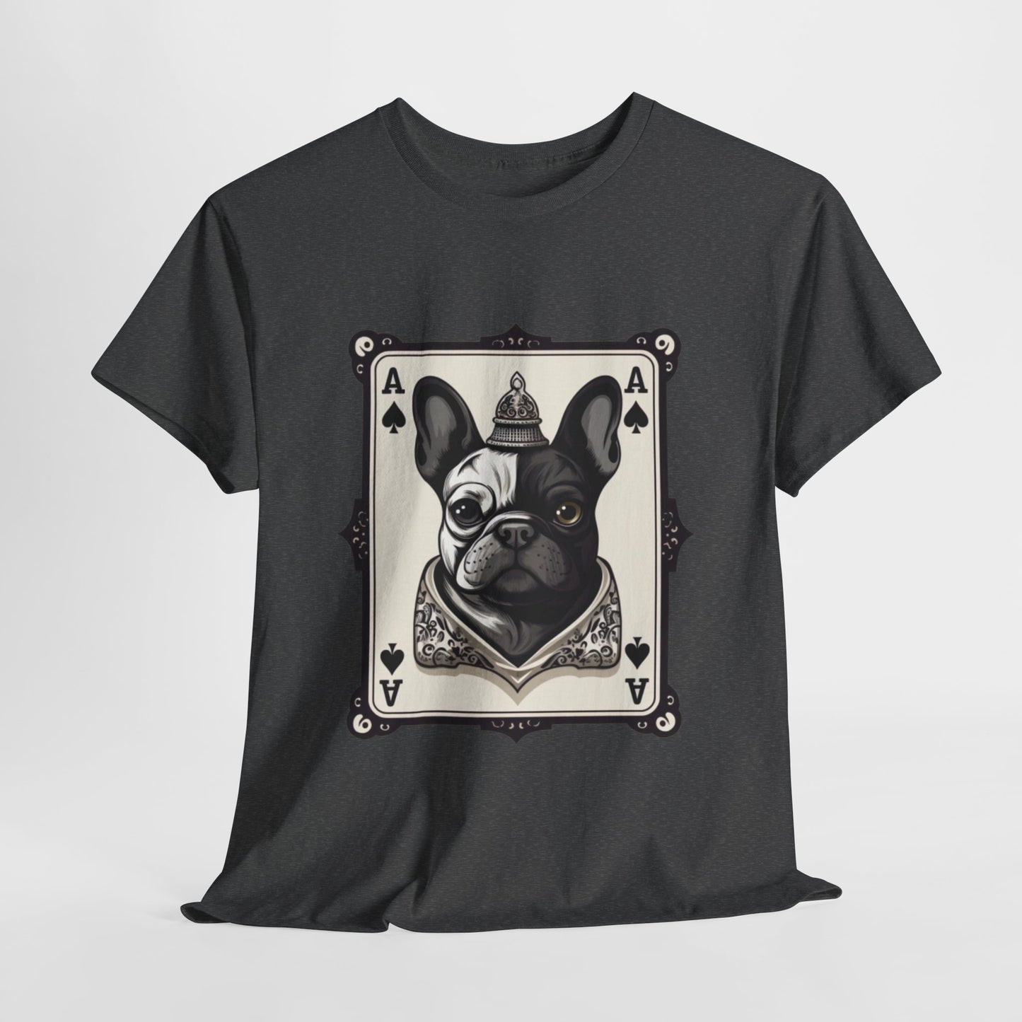 French Bulldog Playing Card - French Boston Design T-Shirt - 100% Cotton