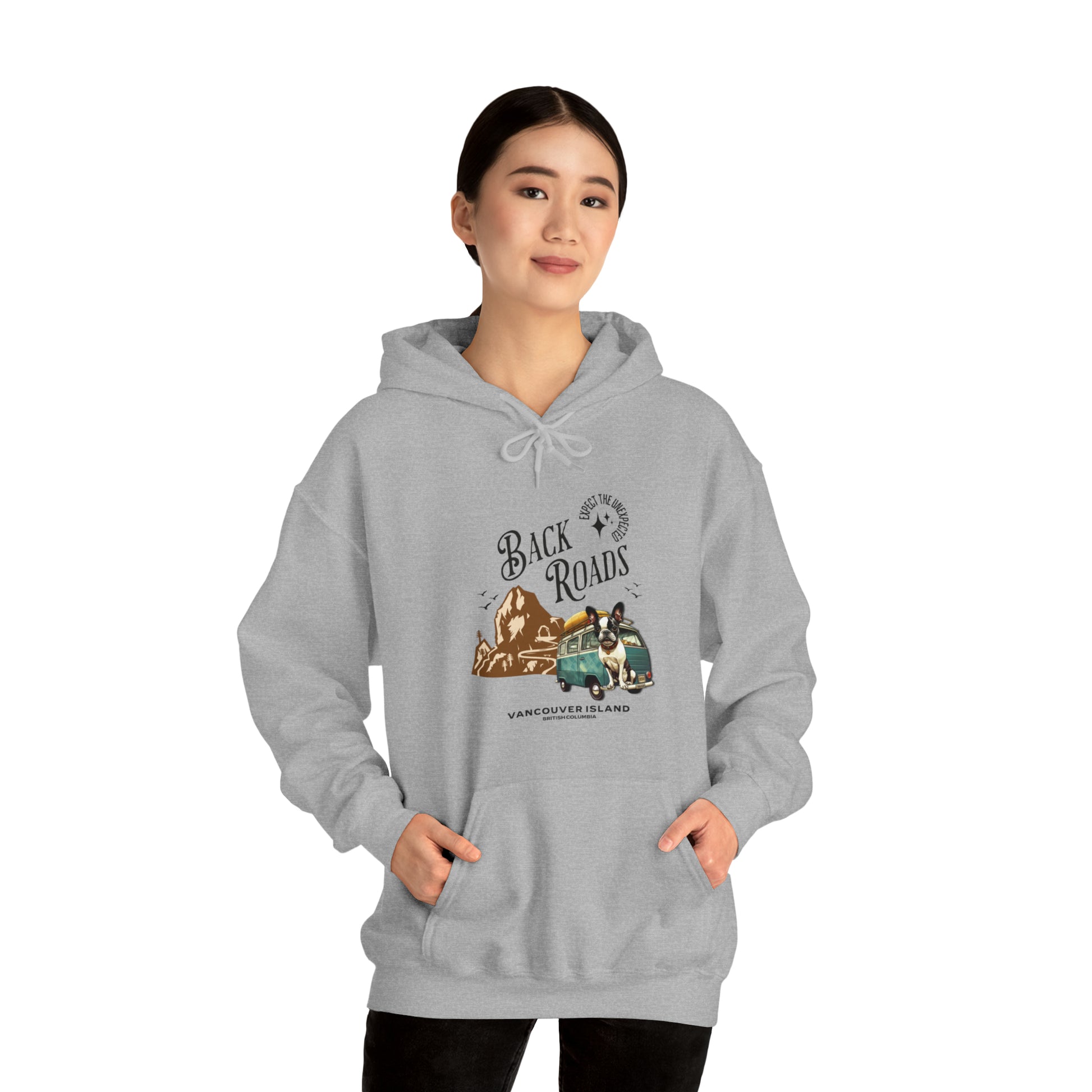 "Back Roads Vancouver Island - Expect the Unexpected" - Unisex Heavy Blend™ Hooded Sweatshirt - French Boston