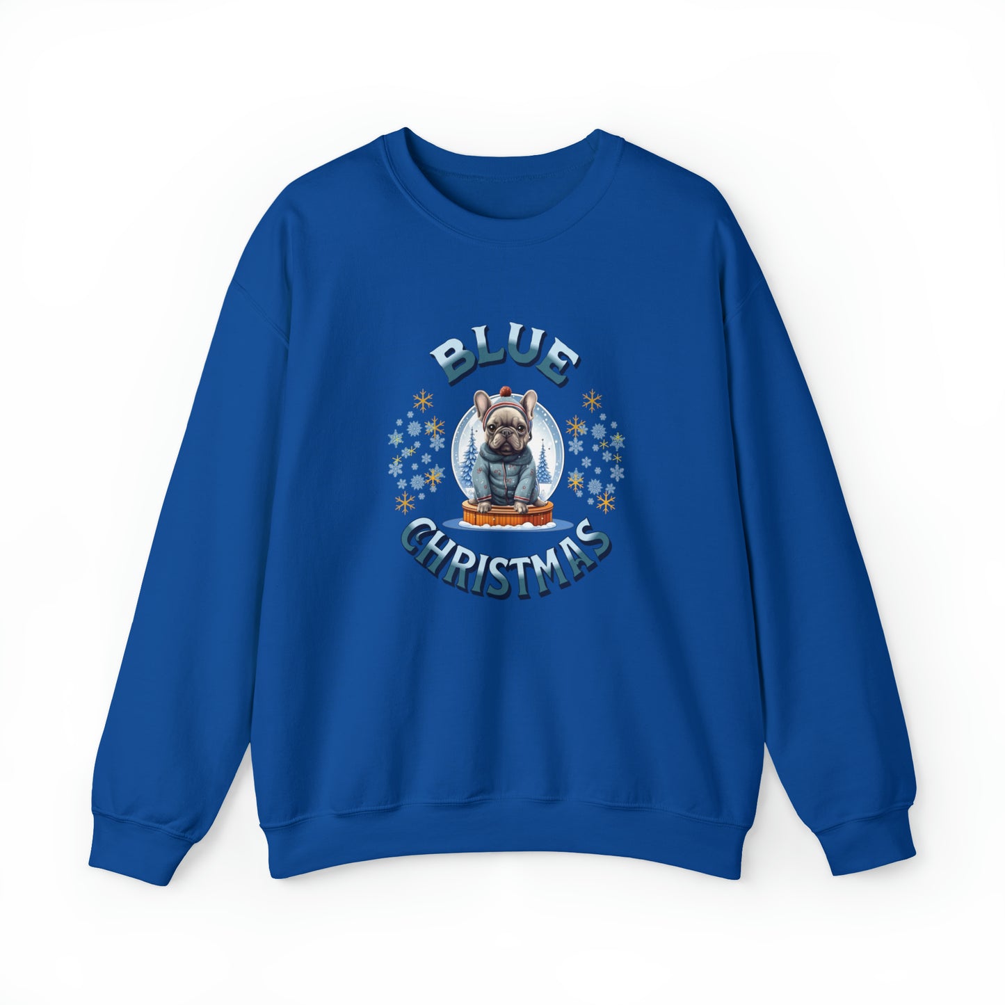 Blue French Bulldog Christmas Unisex Crewneck Sweatshirt - French Boston