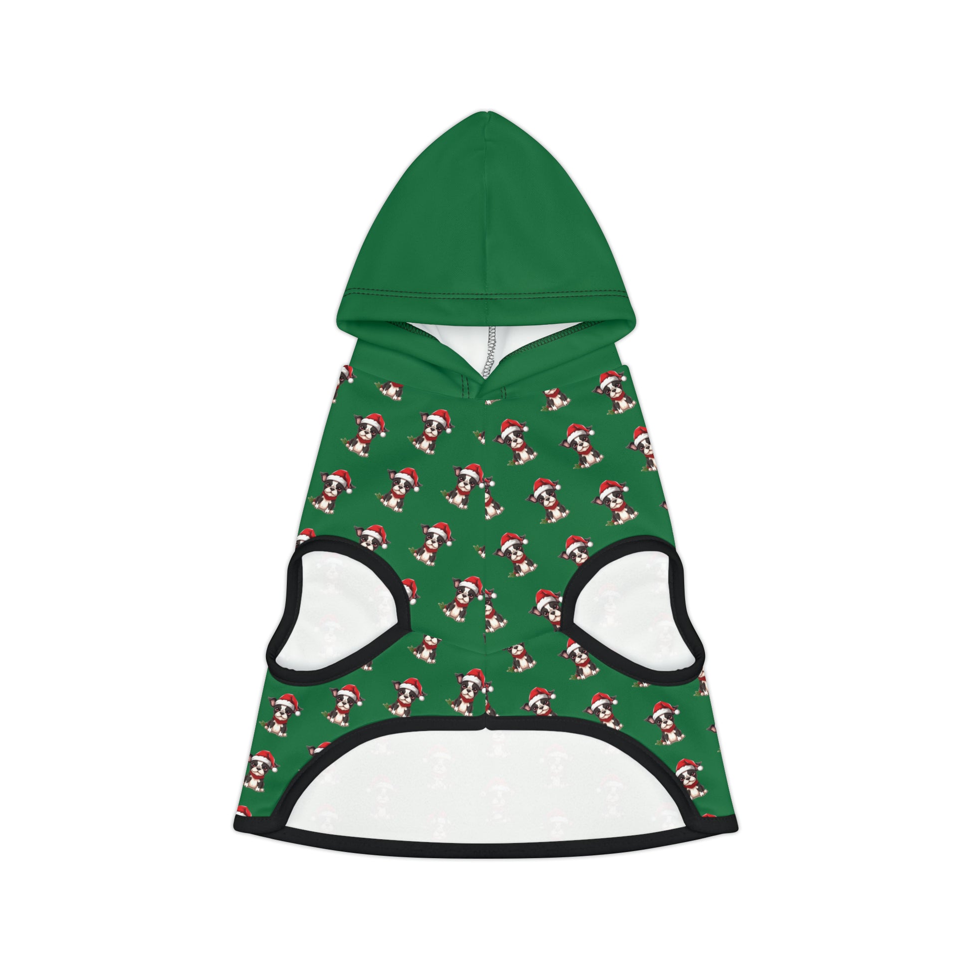 Holiday Edition with Cute Cartoon Boston Terrier Hoodie Green Color - French Boston Unique Design - French Boston