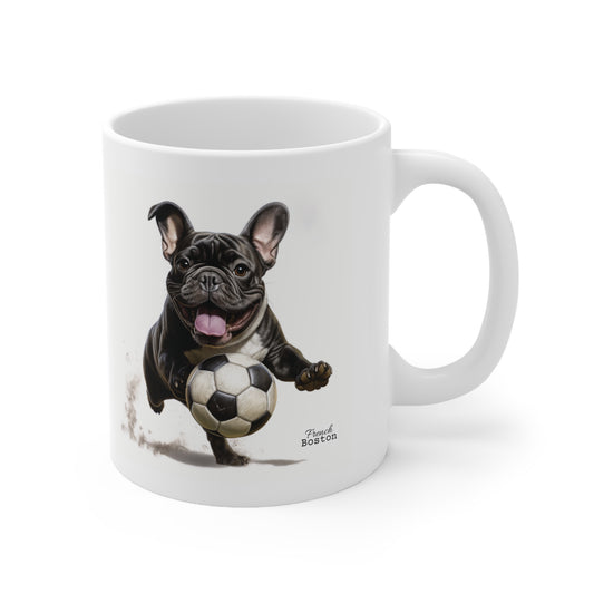 "Proud Soccer Dad" French Bulldog playing Soccer Coffee Mug 11oz - French Boston