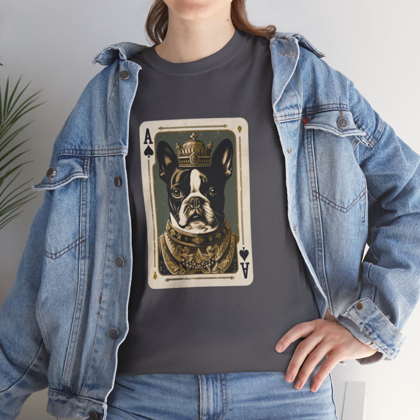 Boston Terrier Playing Card - French Boston Design T-Shirt - 100% Cotton