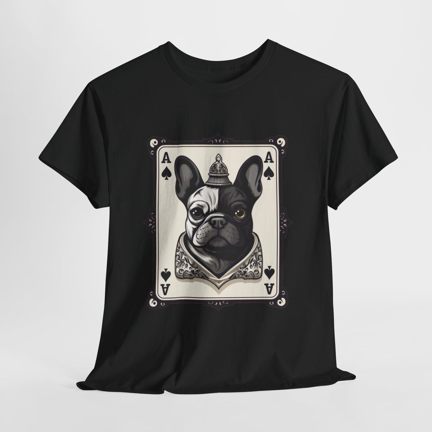 French Bulldog Playing Card - French Boston Design T-Shirt - 100% Cotton