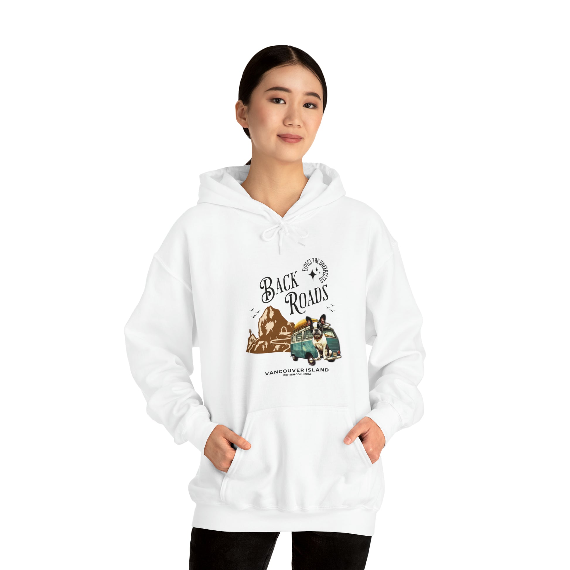 "Back Roads Vancouver Island - Expect the Unexpected" - Unisex Heavy Blend™ Hooded Sweatshirt - French Boston