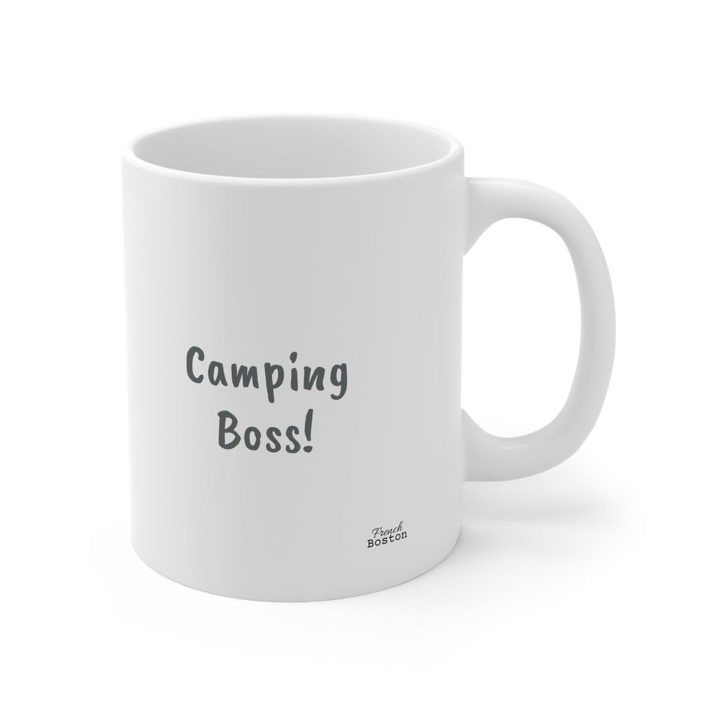 "Camping Boss" Boston Terrier in Tent Coffee Mug 11oz - French Boston