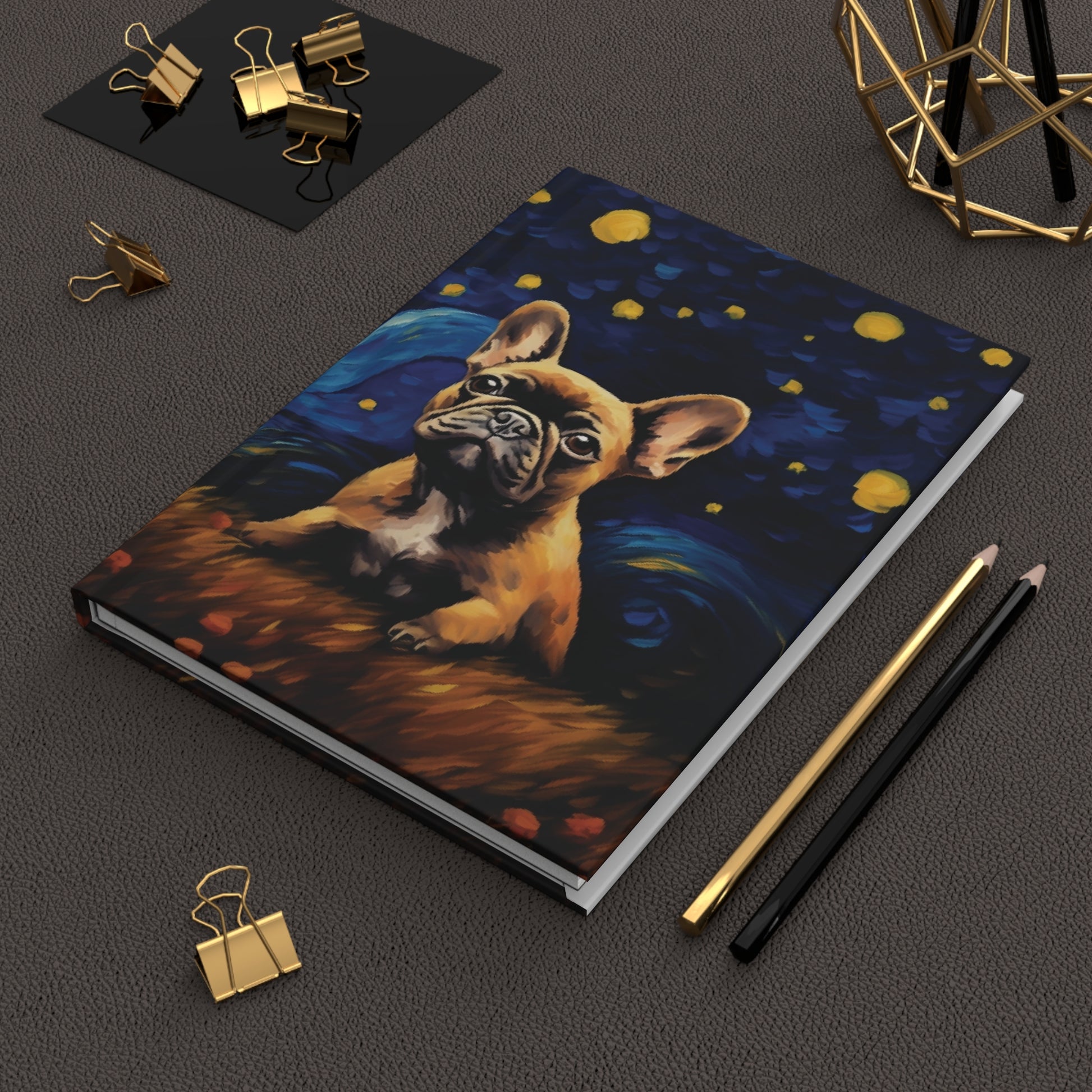 French Bulldog in Van Gogh Style Art - Hardcover Journal Matte - French Boston