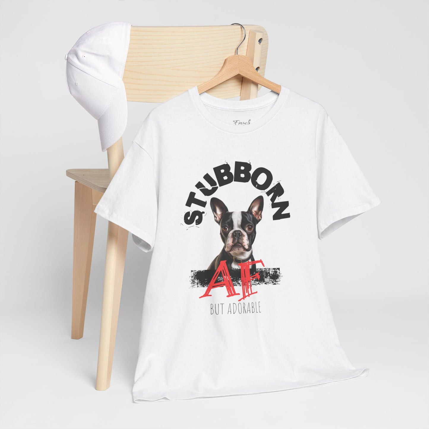 "Stubborn AF" Boston Terrier Unisex Heavy Cotton Tee