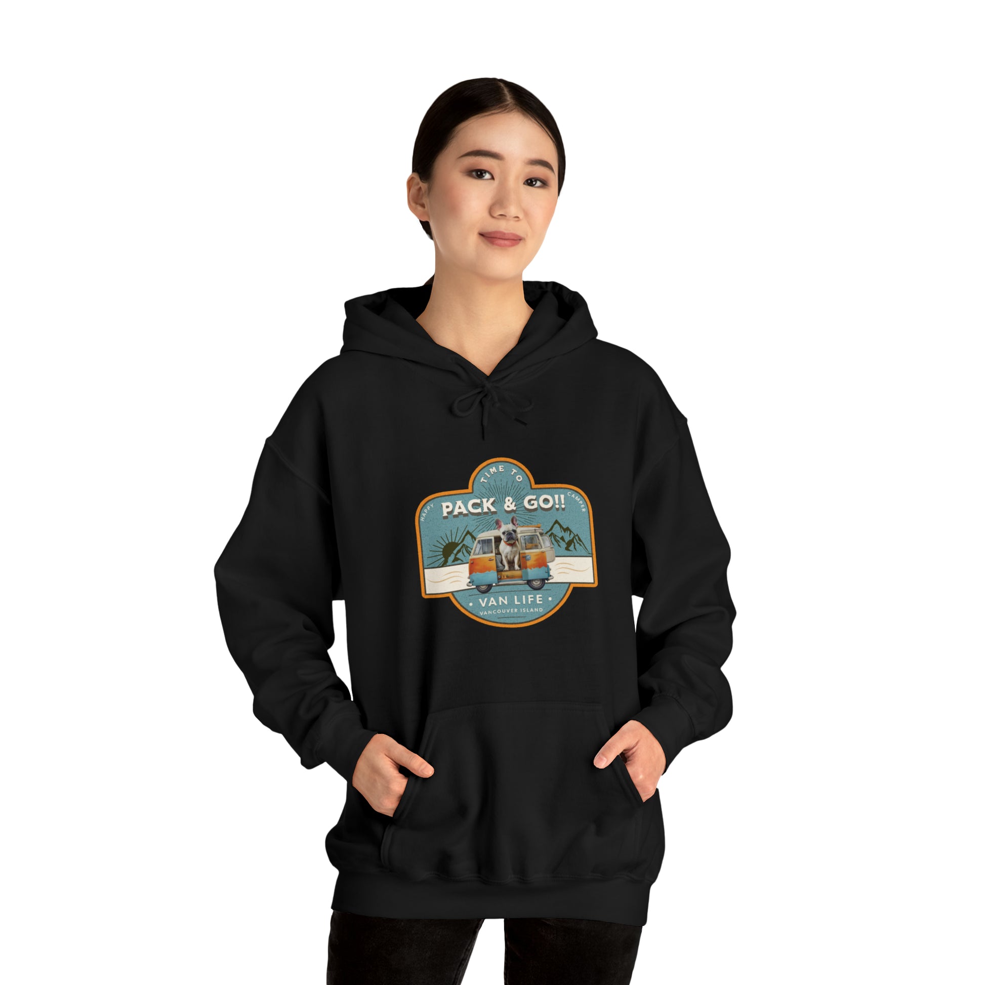 "Time to Pack & Go - Vancouver Island" - Unisex Heavy Blend™ Hooded Sweatshirt - French Boston