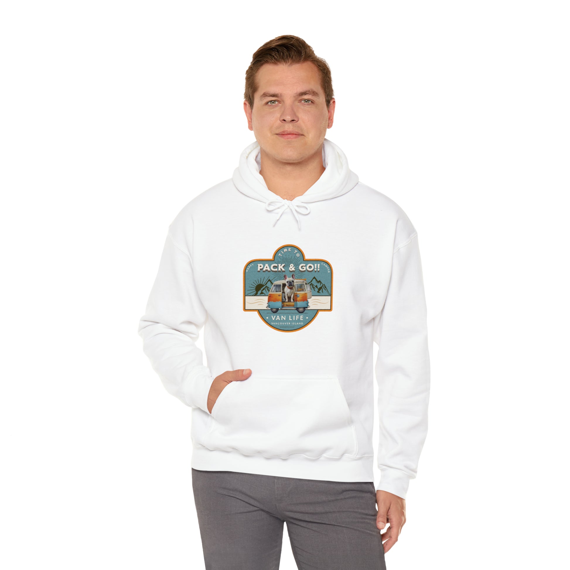 "Time to Pack & Go - Vancouver Island" - Unisex Heavy Blend™ Hooded Sweatshirt - French Boston