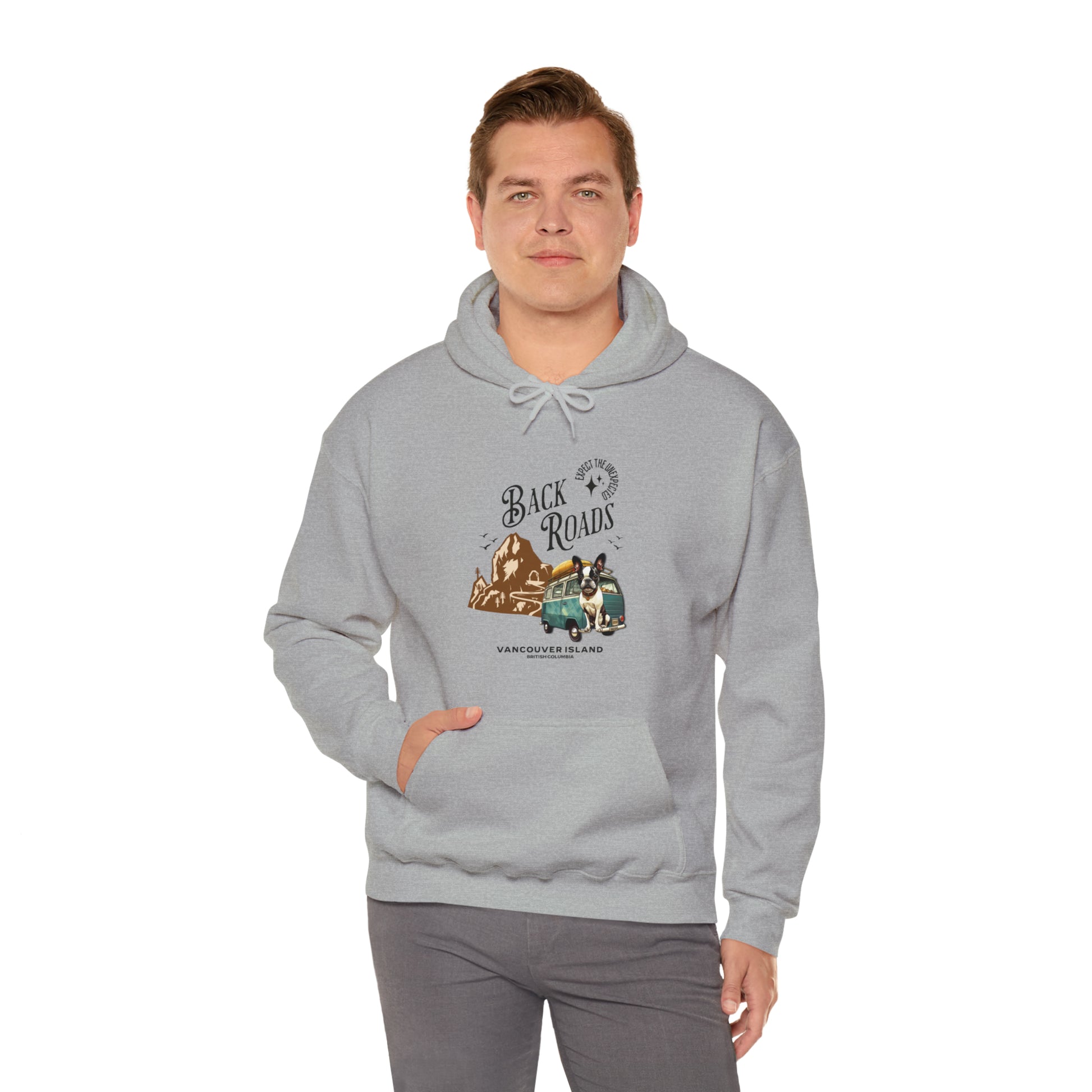 "Back Roads Vancouver Island - Expect the Unexpected" - Unisex Heavy Blend™ Hooded Sweatshirt - French Boston