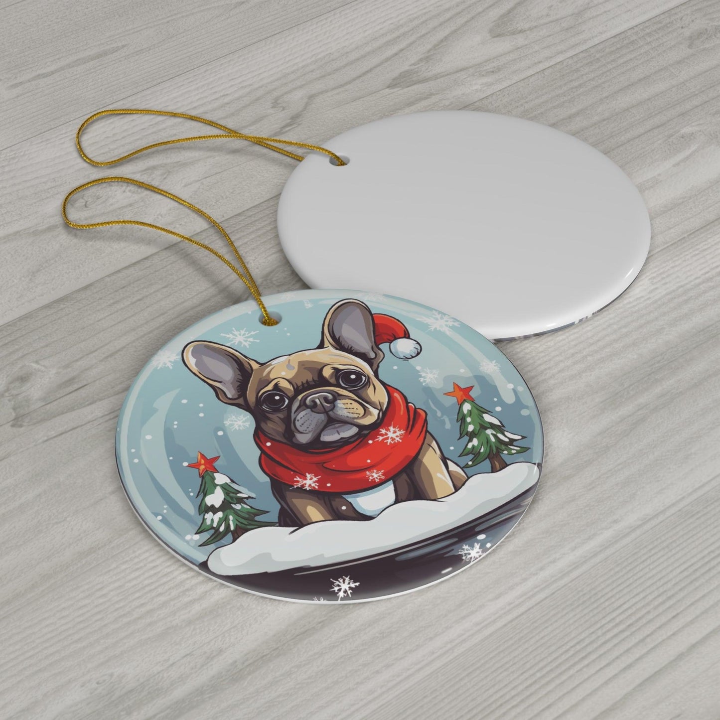 Snowglobe French Bulldog Holiday Tree Ornament - French Boston