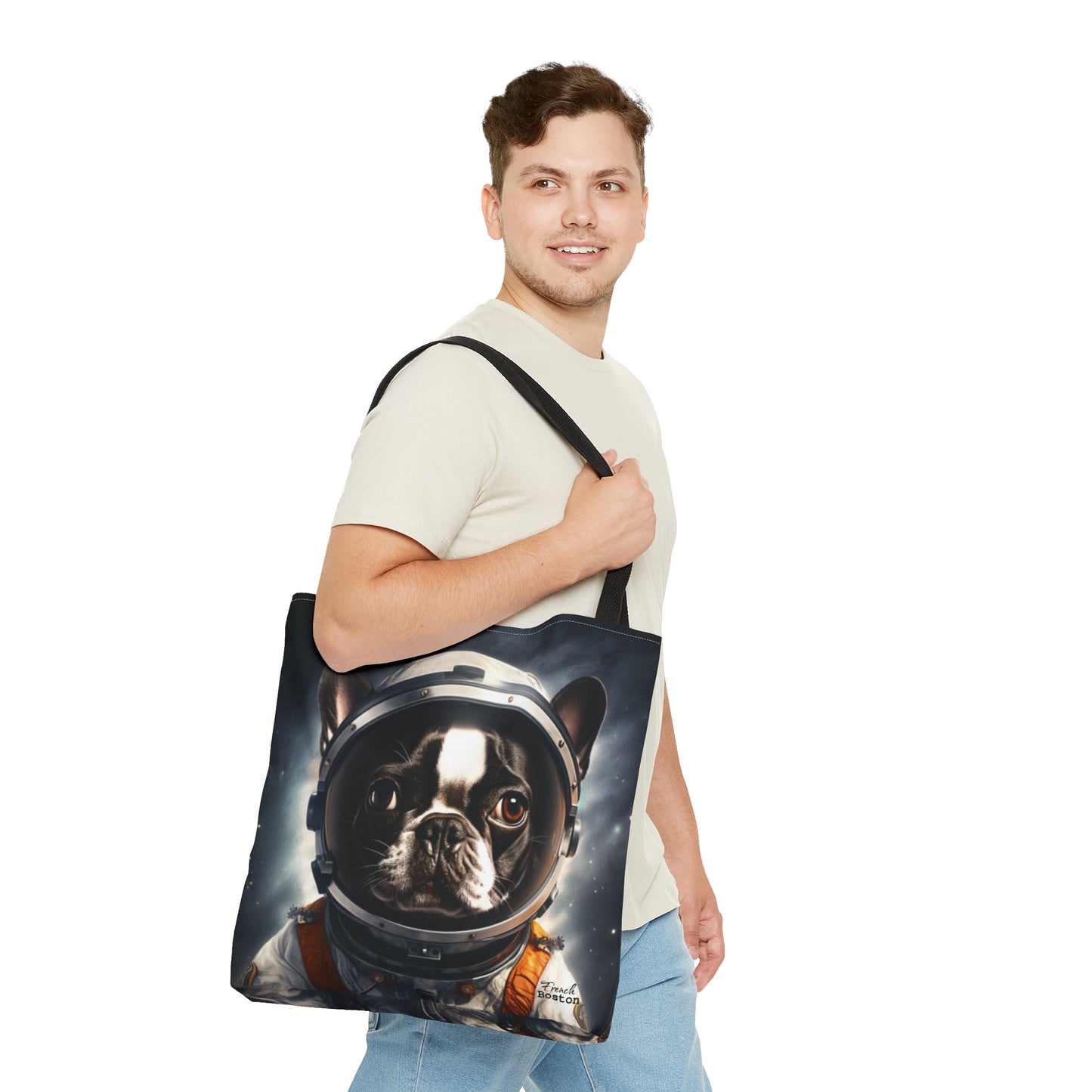 Astronaut Frenchie Boston Terrier in Space themed Tote Bag (AOP) - French Boston