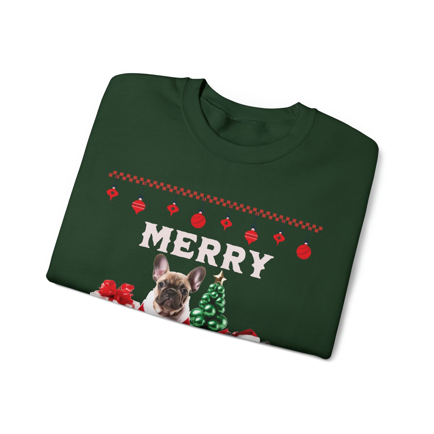 "Merry Cuteness" French Bulldog Christmas Themed Unisex Crewneck Sweatshirt - French Boston