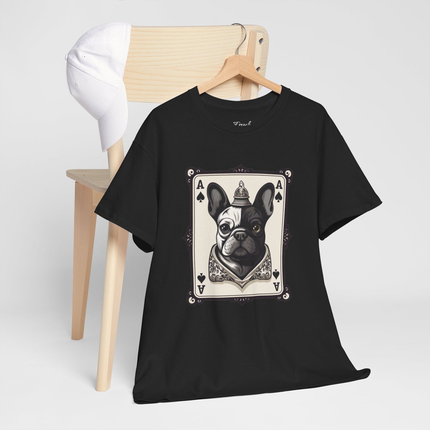 French Bulldog Playing Card - French Boston Design T-Shirt - 100% Cotton