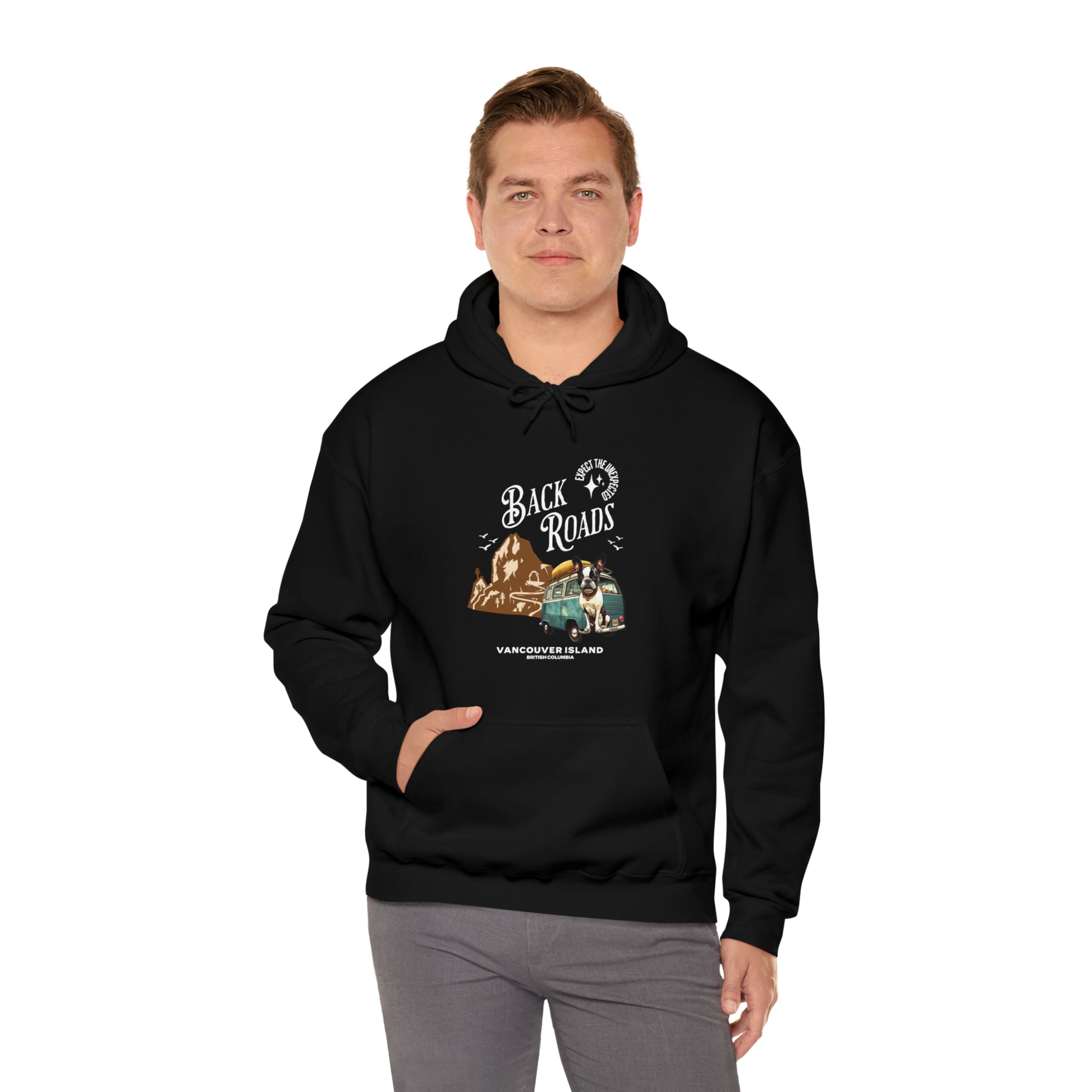 "Back Roads Vancouver Island - Expect the Unexpected" - Unisex Heavy Blend™ Hooded Sweatshirt - French Boston