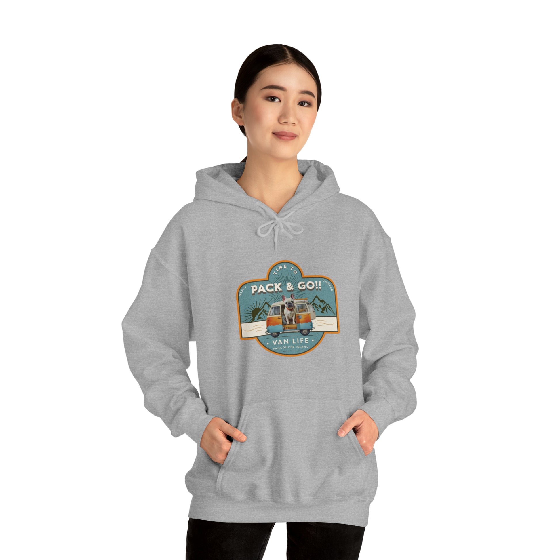 "Time to Pack & Go - Vancouver Island" - Unisex Heavy Blend™ Hooded Sweatshirt - French Boston