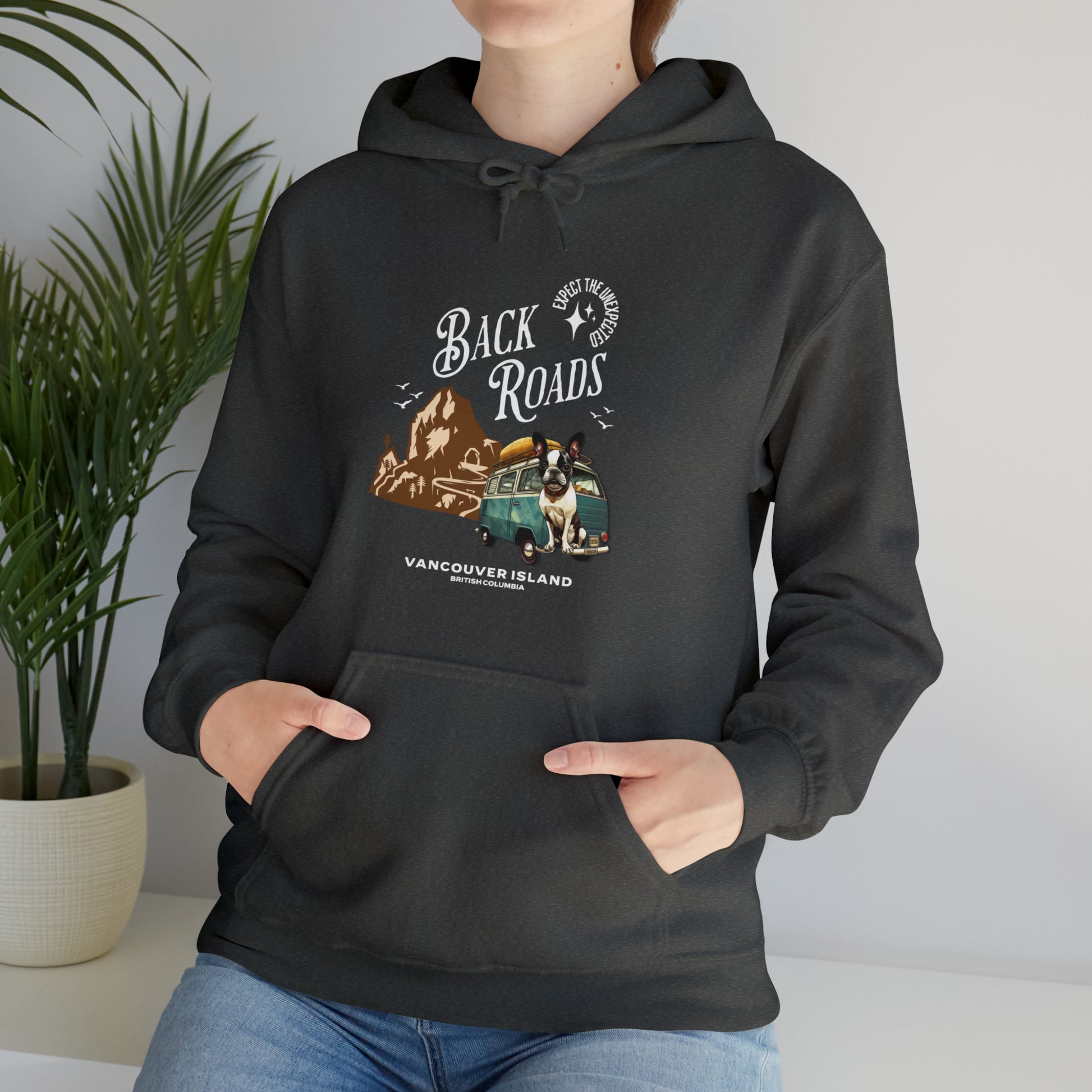 "Back Roads Vancouver Island - Expect the Unexpected" - Unisex Heavy Blend™ Hooded Sweatshirt - French Boston