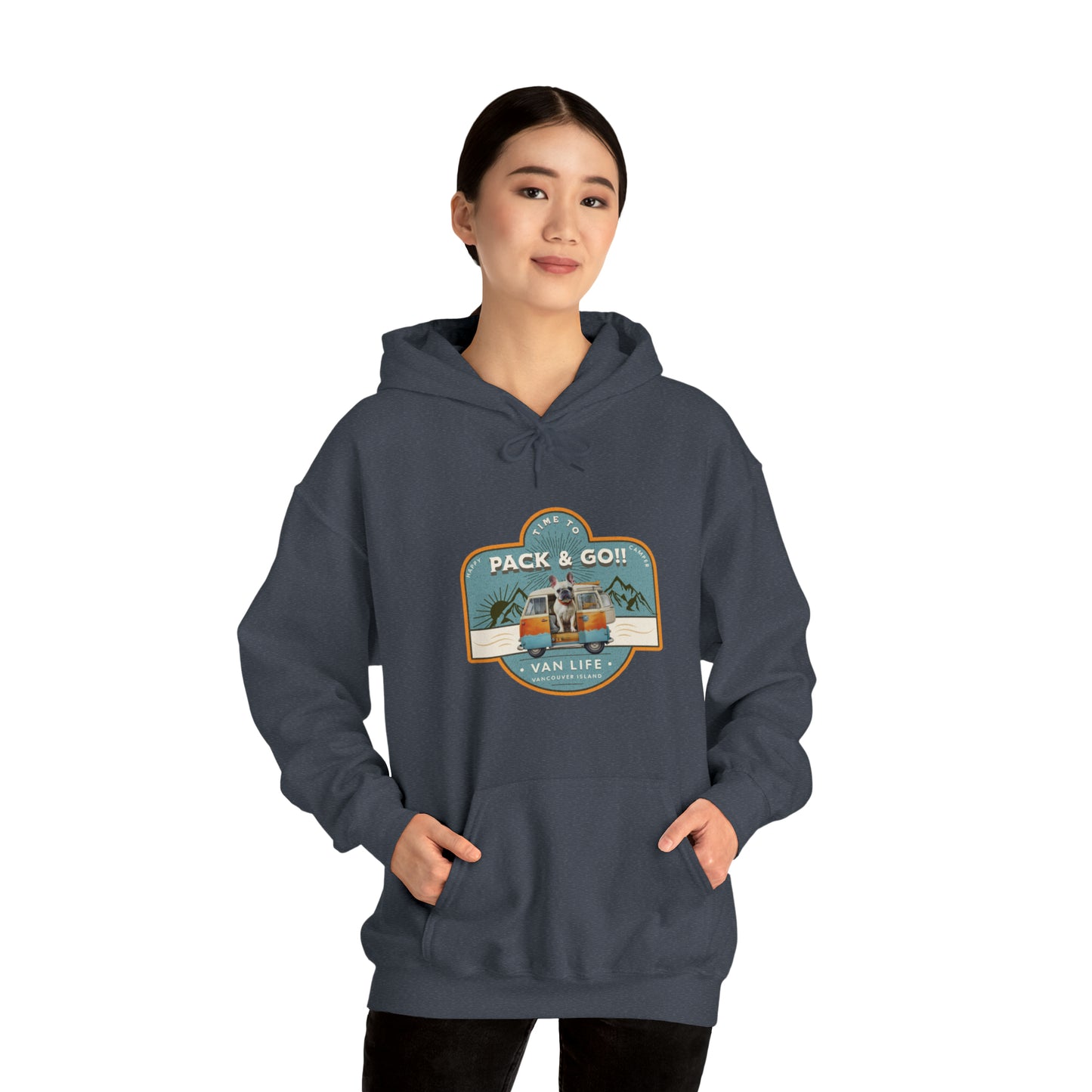 "Time to Pack & Go - Vancouver Island" - Unisex Heavy Blend™ Hooded Sweatshirt - French Boston