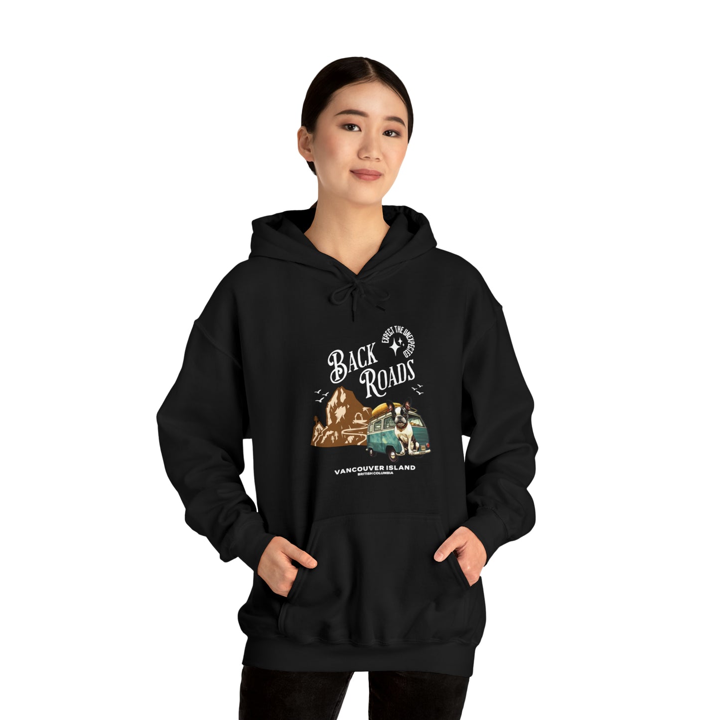 "Back Roads Vancouver Island - Expect the Unexpected" - Unisex Heavy Blend™ Hooded Sweatshirt - French Boston