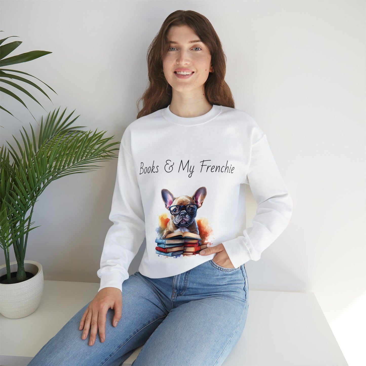 Books and Frenchies Unisex Crewneck Sweatshirt - French Boston