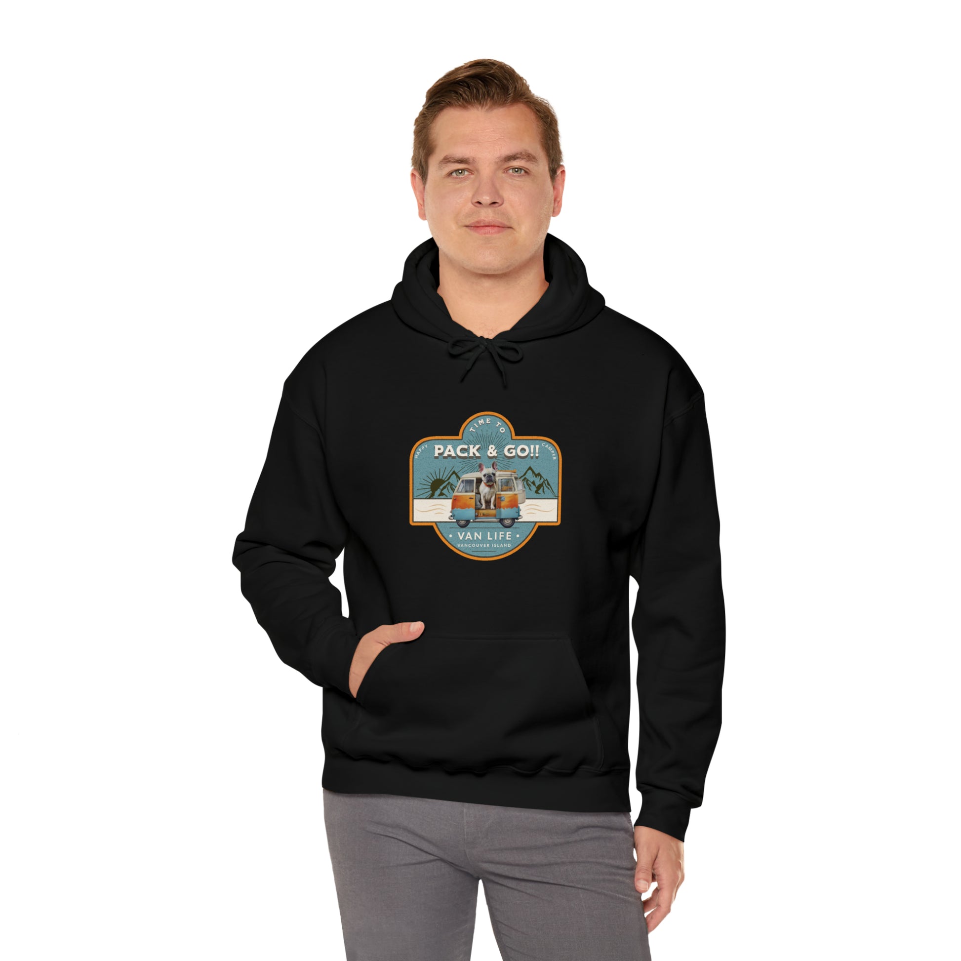 "Time to Pack & Go - Vancouver Island" - Unisex Heavy Blend™ Hooded Sweatshirt - French Boston