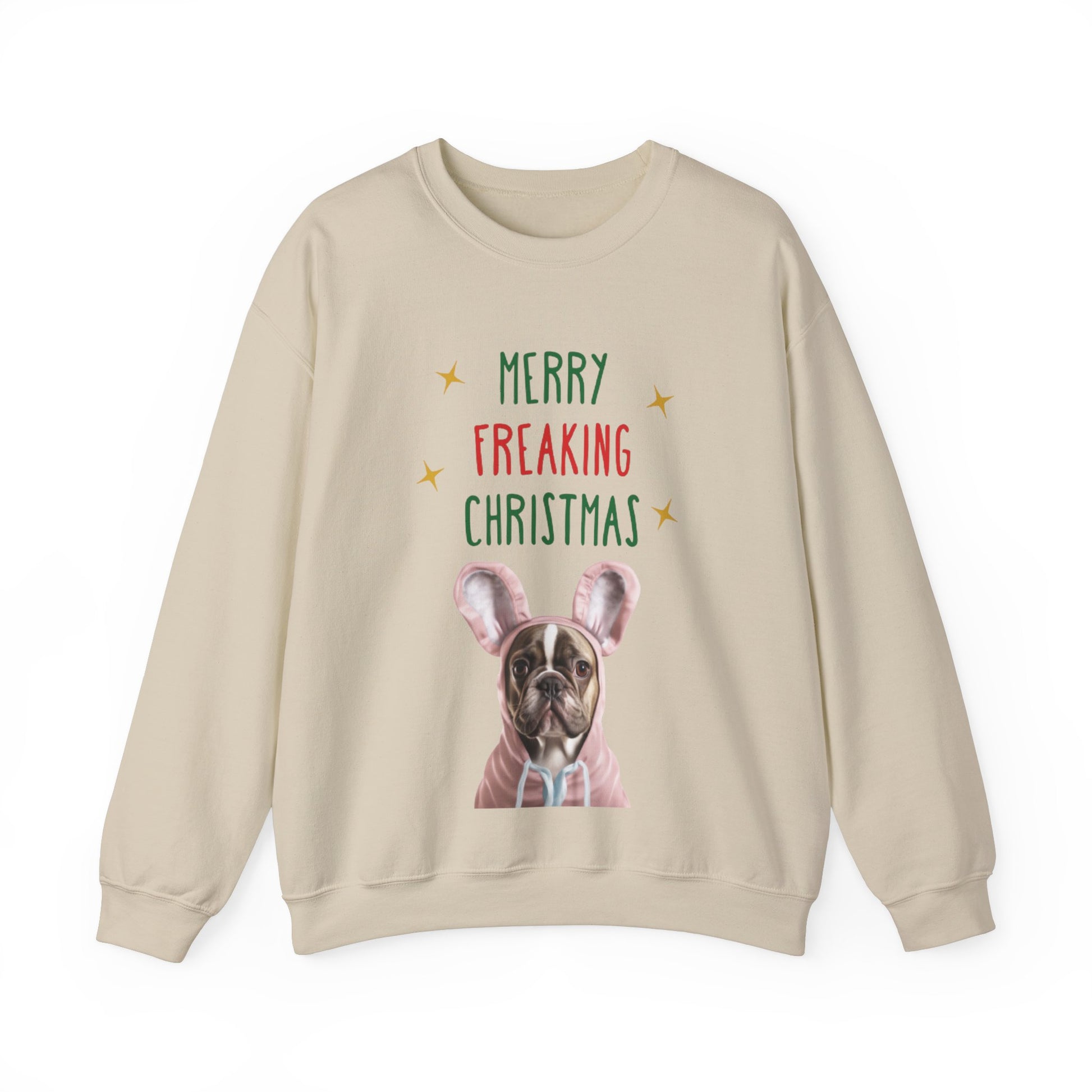 "Merry Freaking Christmas" - Funny French Bulldog Christmas Themed Sweatshirt - French Boston