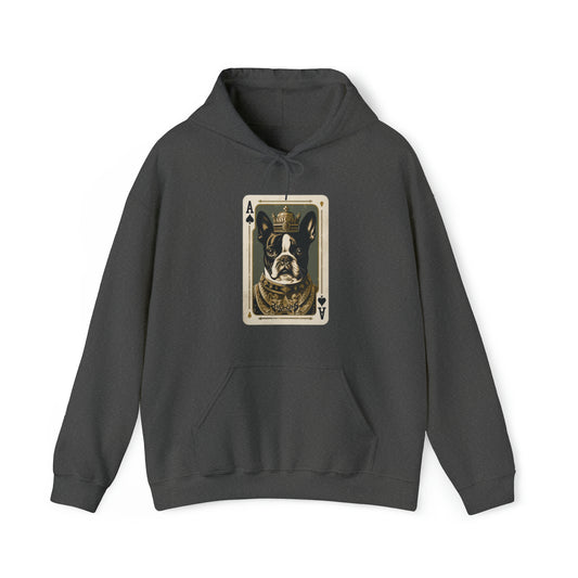 Boston Terrier Playing Card Desing- Unisex Heavy Blend™ Hooded Sweatshirt - French Boston