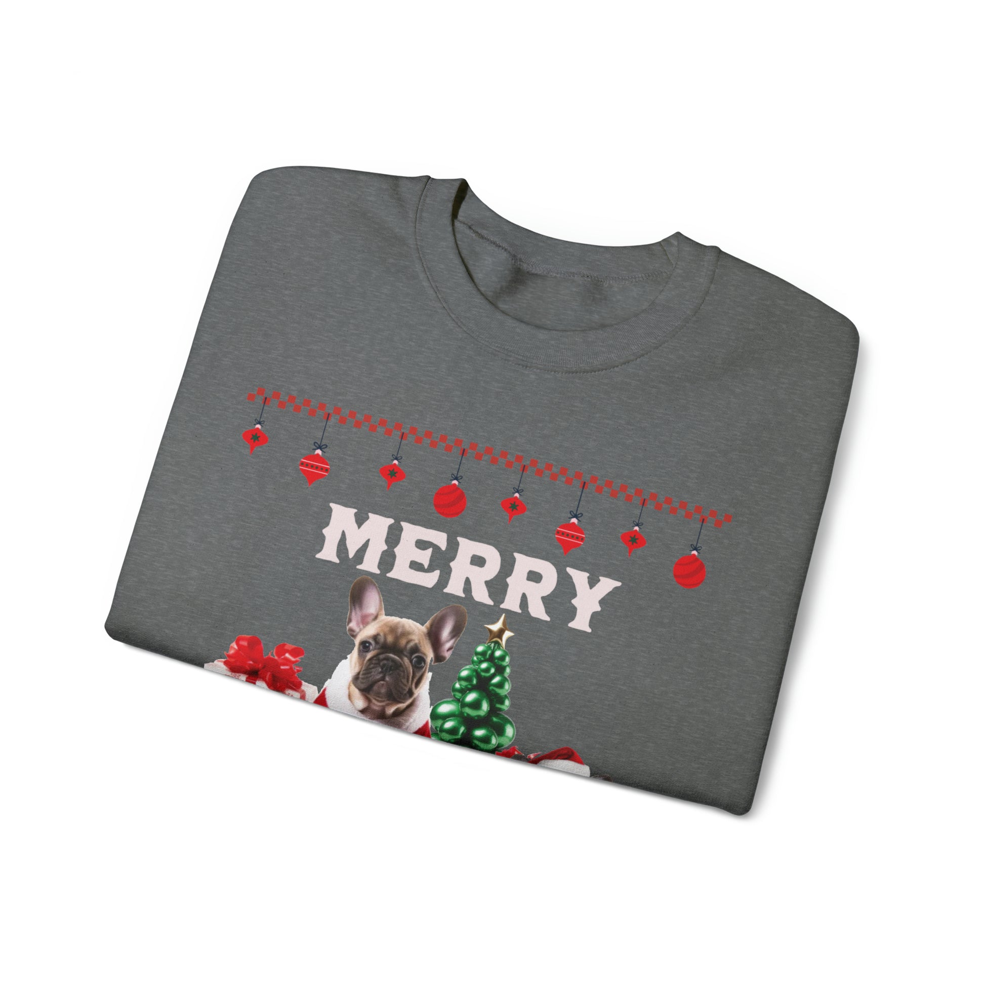 "Merry Cuteness" French Bulldog Christmas Themed Unisex Crewneck Sweatshirt - French Boston