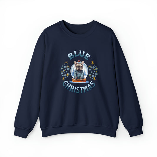 Blue French Bulldog Christmas Unisex Crewneck Sweatshirt - French Boston