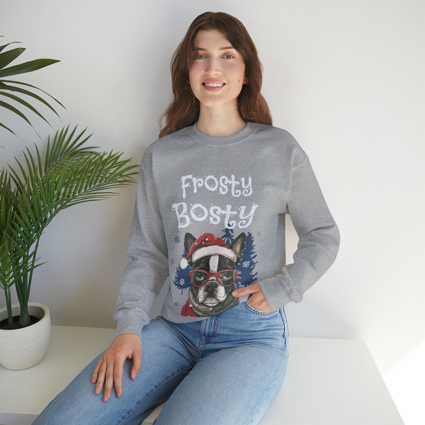 "Frosty Bosty" Christmas Unisex Crewneck Sweatshirt - French Boston