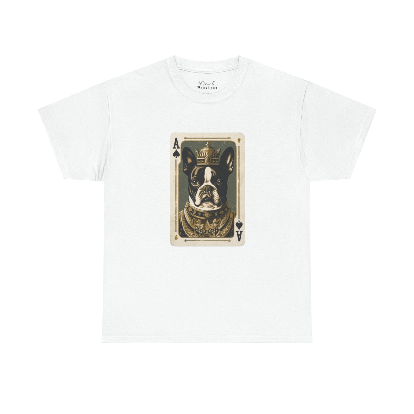 Boston Terrier Playing Card - French Boston Design T-Shirt - 100% Cotton