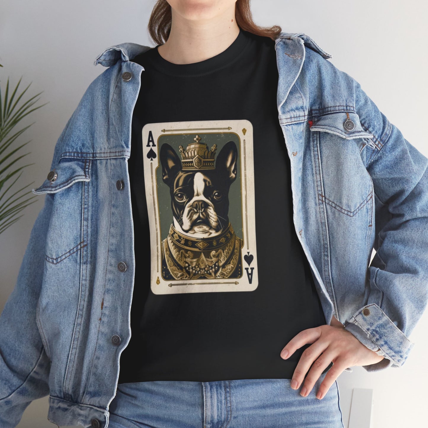 Boston Terrier Playing Card - French Boston Design T-Shirt - 100% Cotton