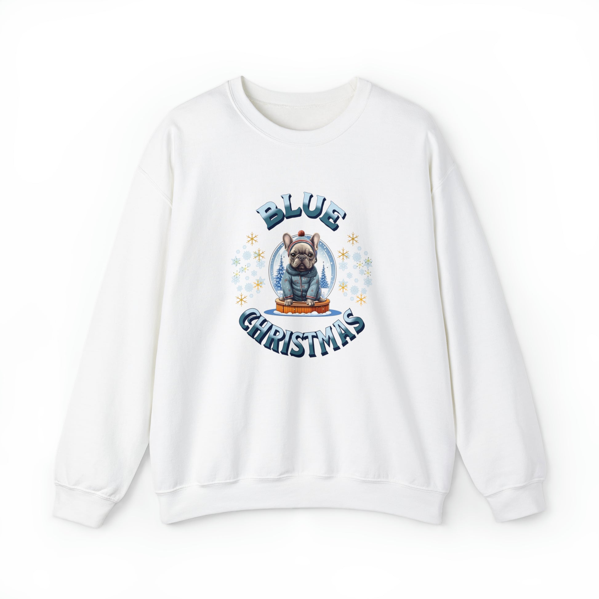 Blue French Bulldog Christmas Unisex Crewneck Sweatshirt - French Boston