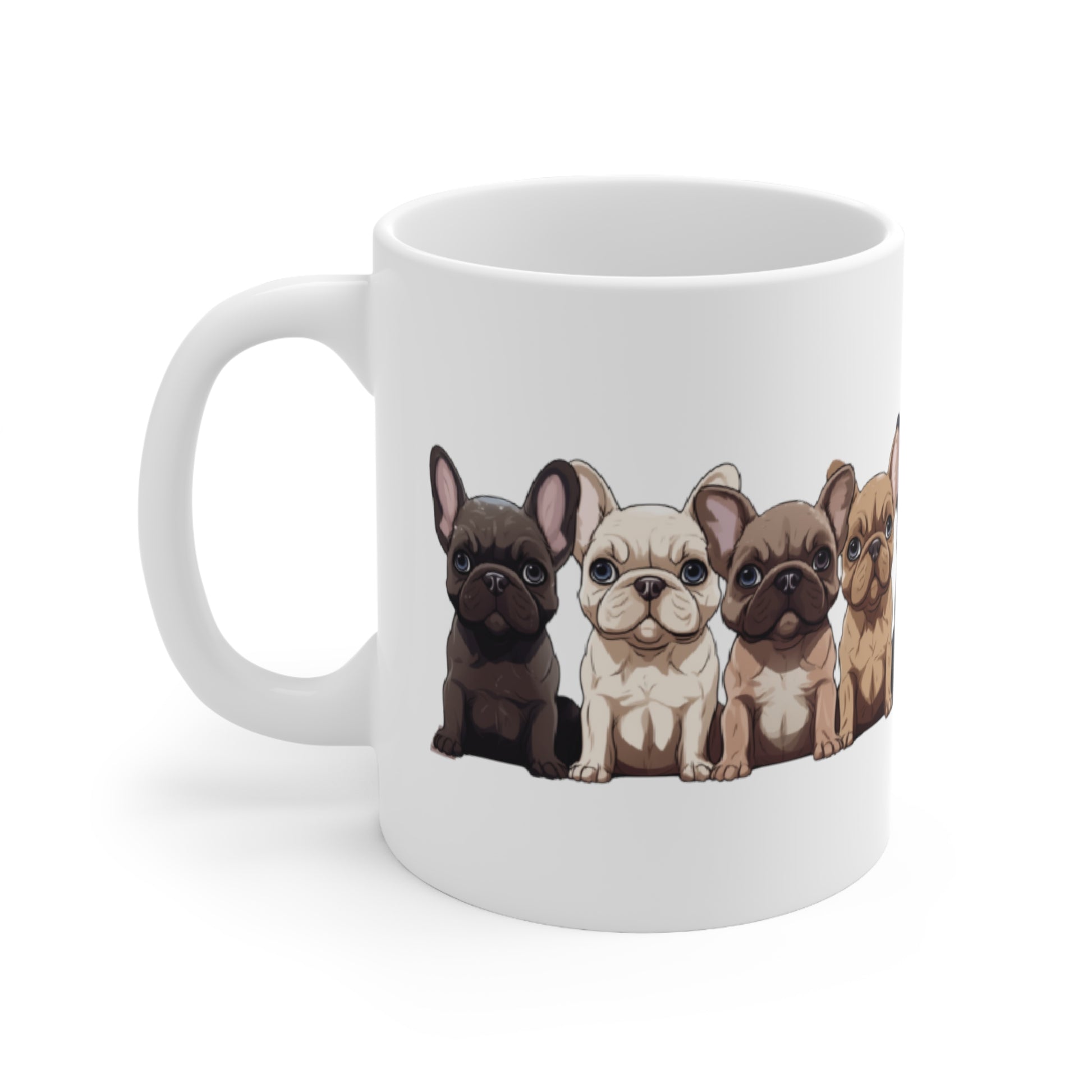 One Adorable Row of French Bulldogs - Frenchie Bulldog themed Mug 11oz - French Boston