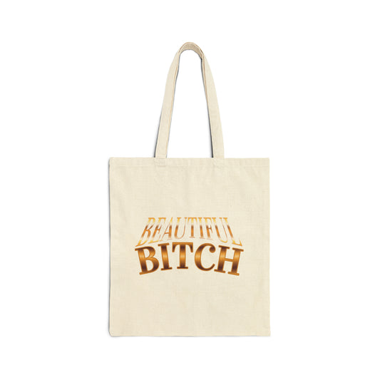 "Beautiful Bitch" - French Boston Funny Themed 100% Cotton Canvas Tote Bag - French Boston