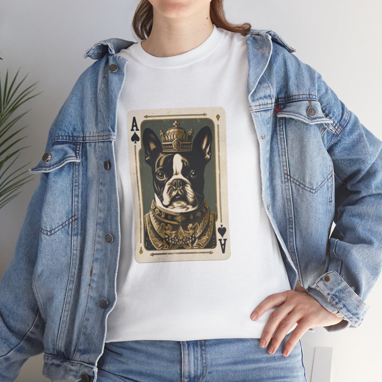 Boston Terrier Playing Card - French Boston Design T-Shirt - 100% Cotton