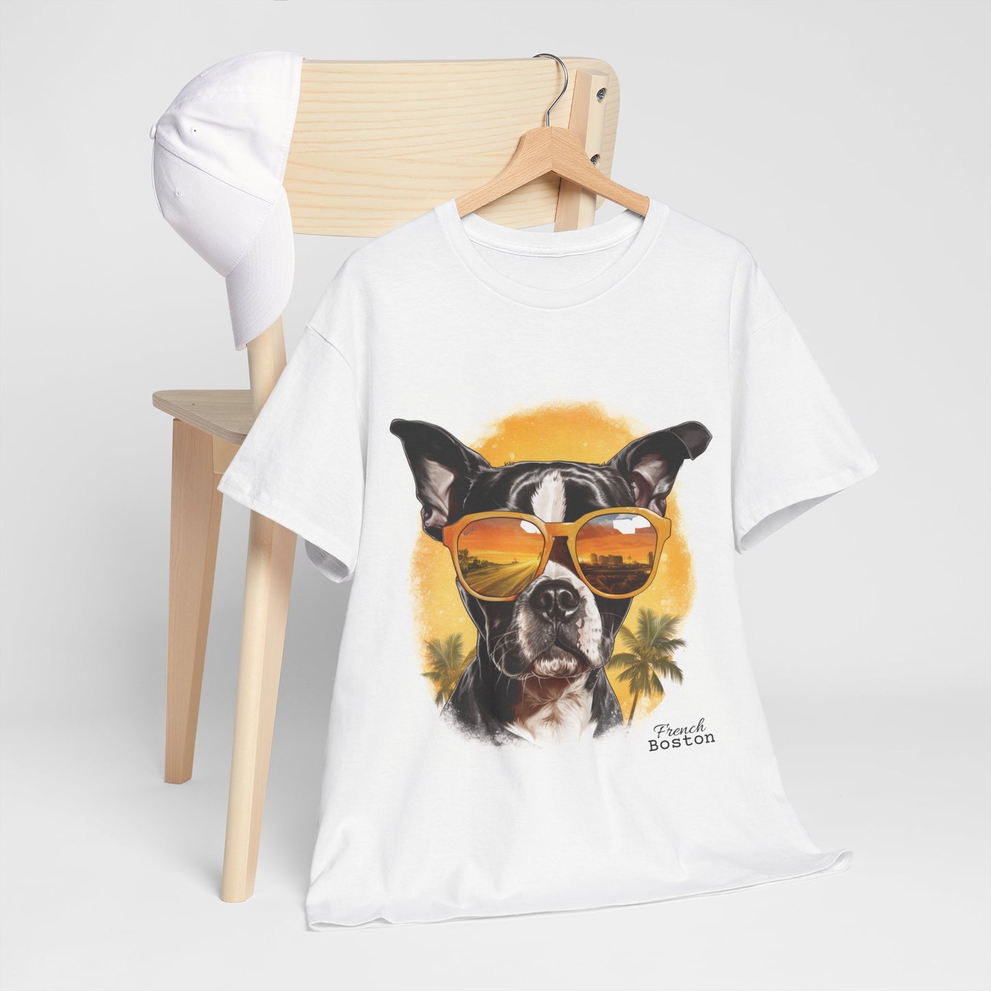 Summer Fun Boston Terrier ,French Boston Unisex Heavy Cotton Tee