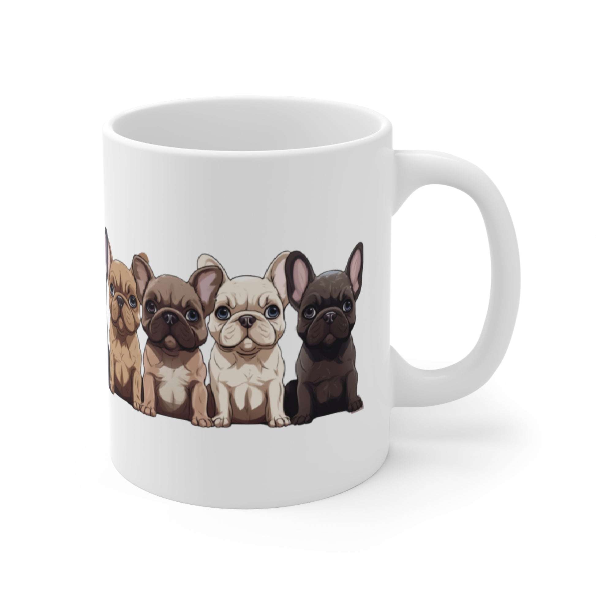 One Adorable Row of French Bulldogs - Frenchie Bulldog themed Mug 11oz - French Boston