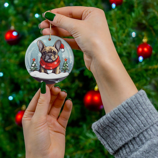 Snowglobe French Bulldog Holiday Tree Ornament - French Boston