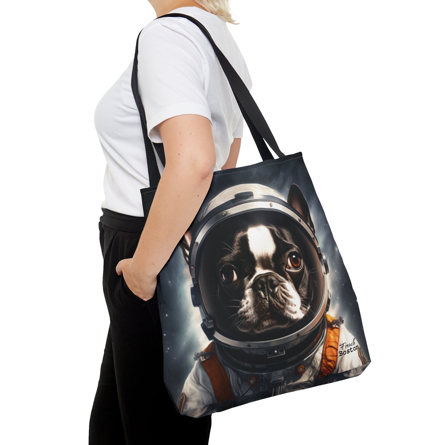 Astronaut Frenchie Boston Terrier in Space themed Tote Bag (AOP) - French Boston