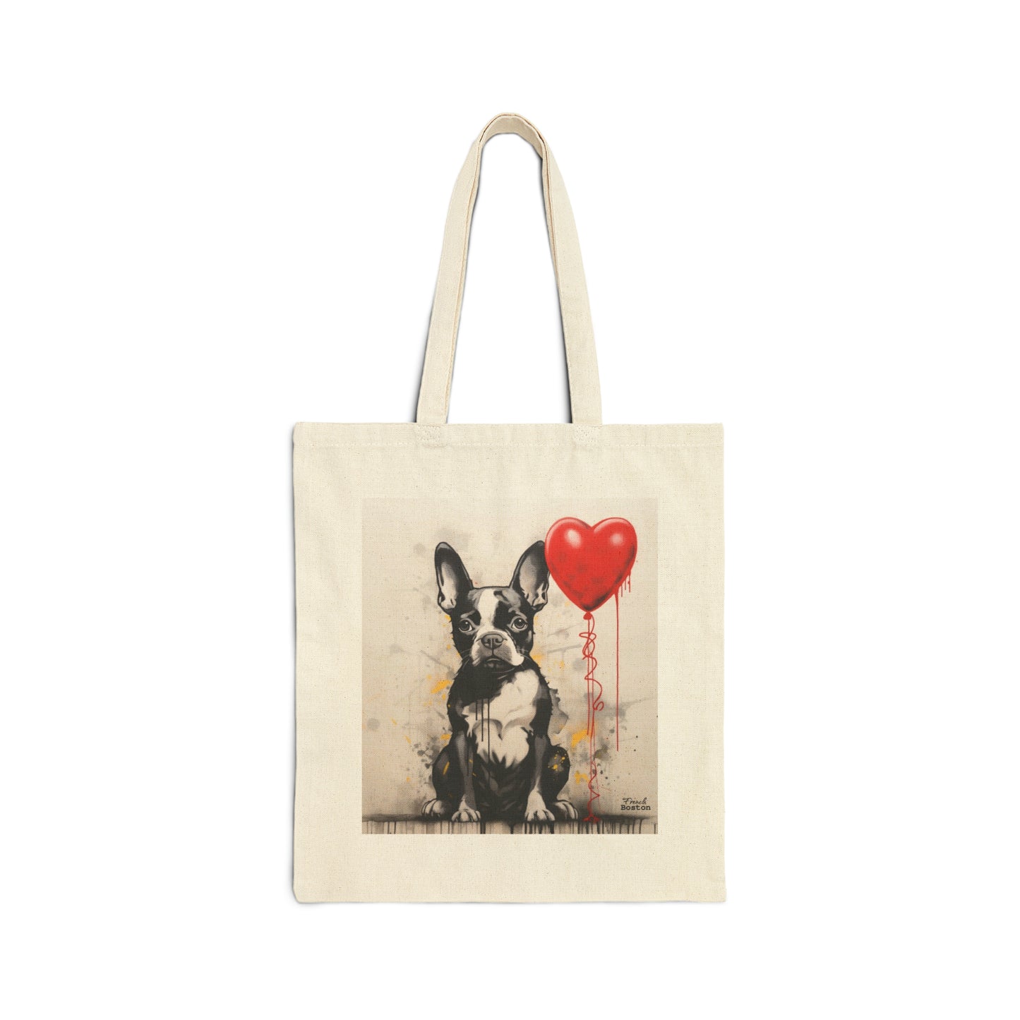 Boston Terrier Banksy Themed 100% Cotton Canvas Tote Bag - French Boston