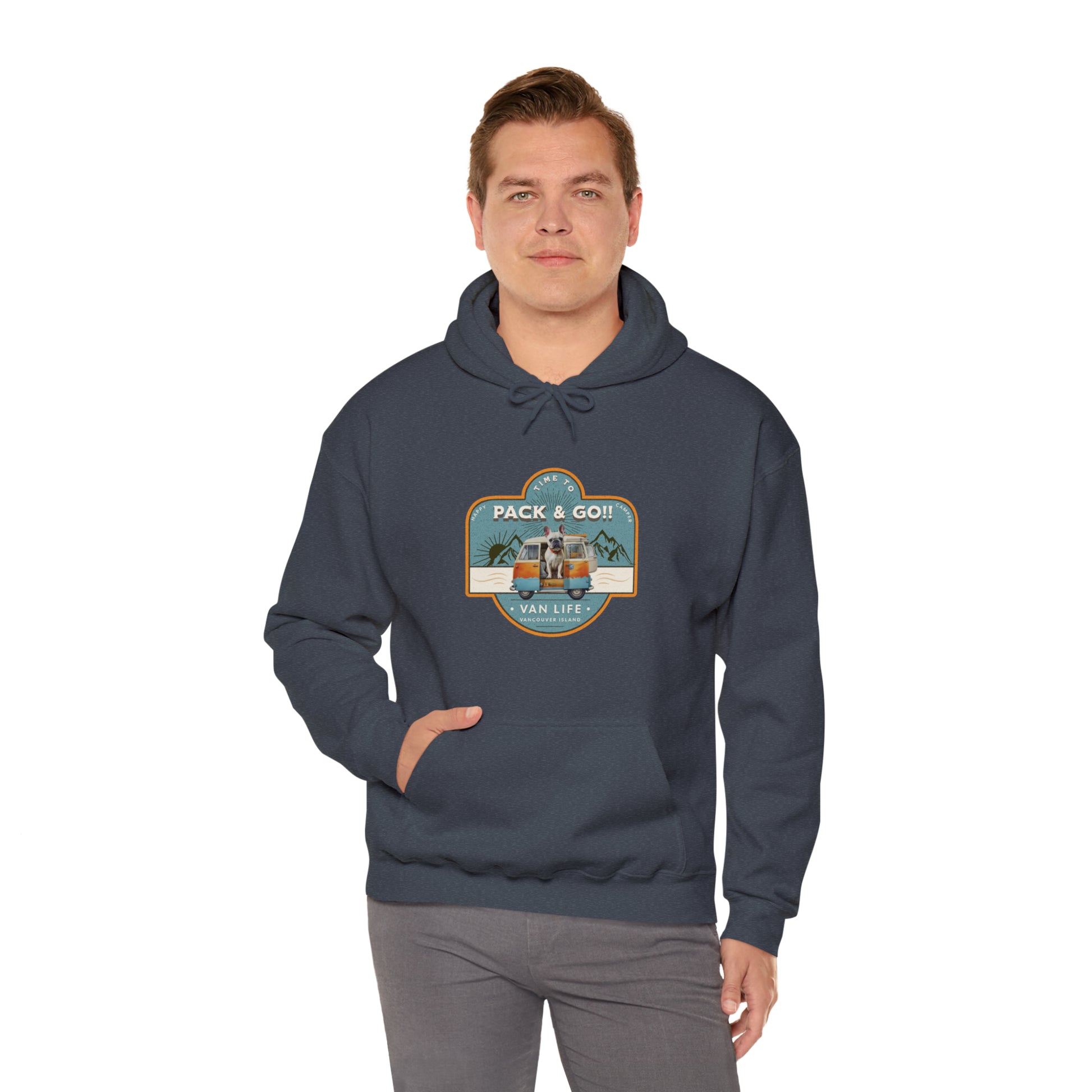 "Time to Pack & Go - Vancouver Island" - Unisex Heavy Blend™ Hooded Sweatshirt - French Boston