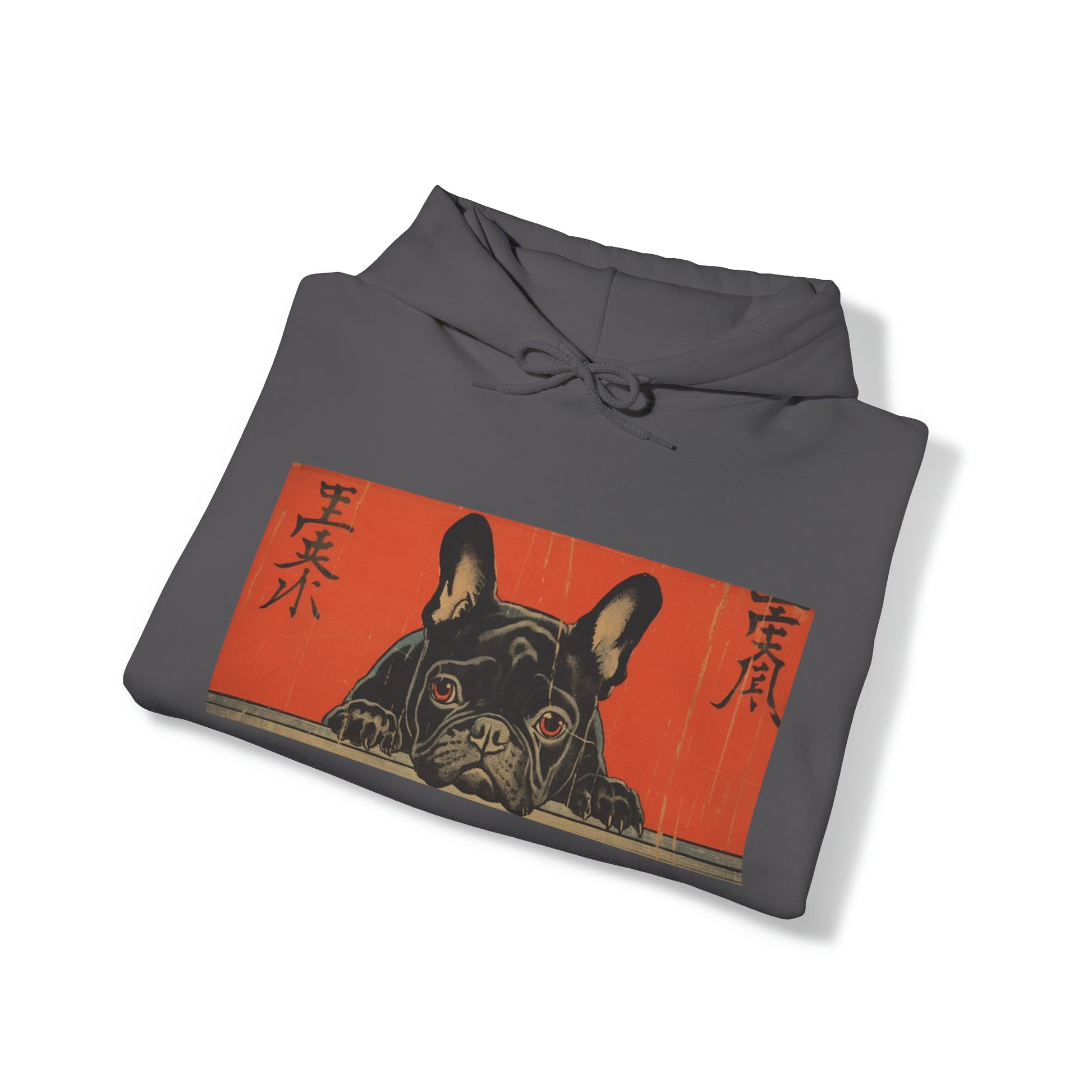 French Bulldog Woodblock Style Art - Unisex Heavy Blend™ Hooded Sweatshirt - French Boston