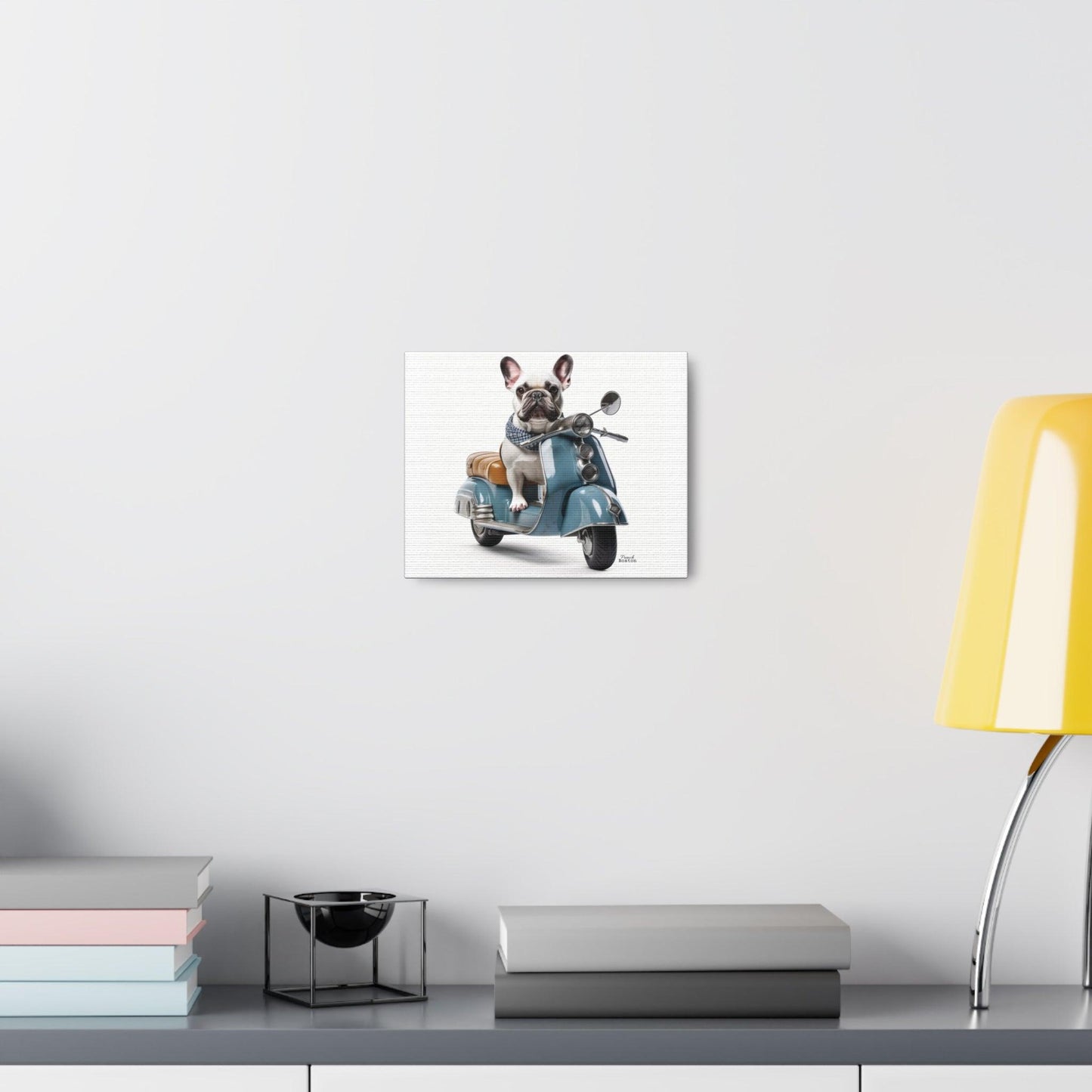 French Bulldog on Scooter Canvas Print - French Boston