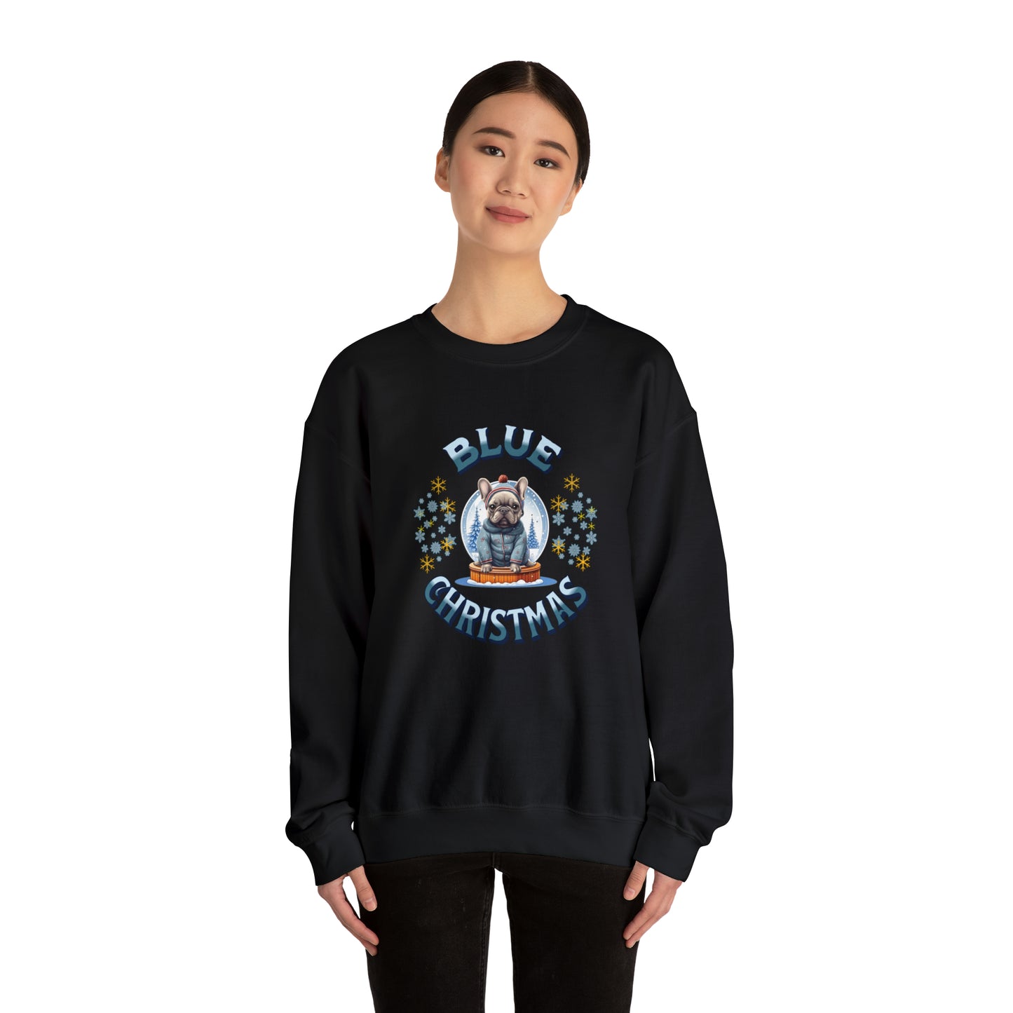 Blue French Bulldog Christmas Unisex Crewneck Sweatshirt - French Boston