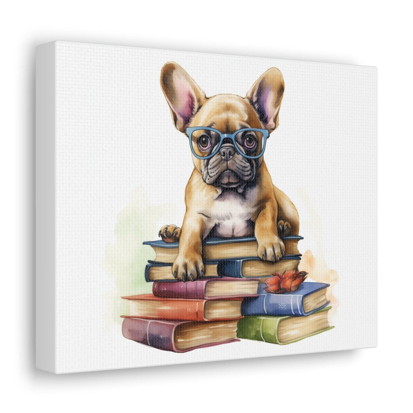 French Boston Books Watercolor Canvas Print - French Boston