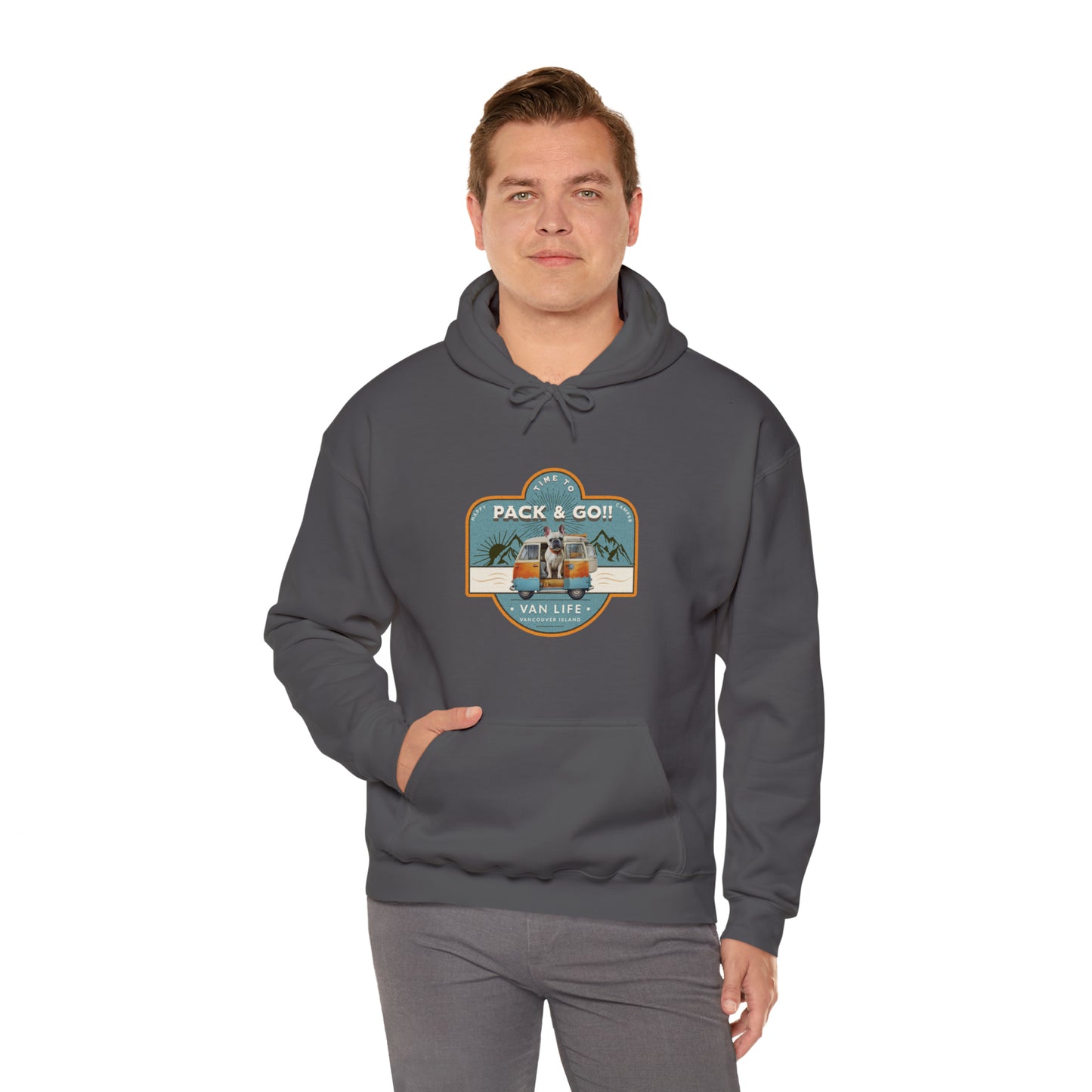 "Time to Pack & Go - Vancouver Island" - Unisex Heavy Blend™ Hooded Sweatshirt - French Boston