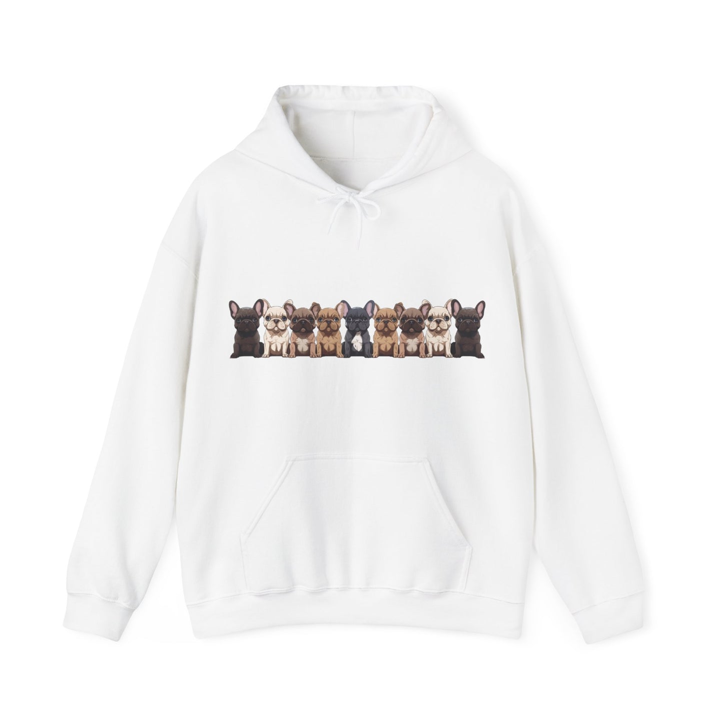 Adorable French Bulldogs in a Row - French Bulldog funny saying Unisex Heavy Blend™ Hooded Sweatshirt - French Boston