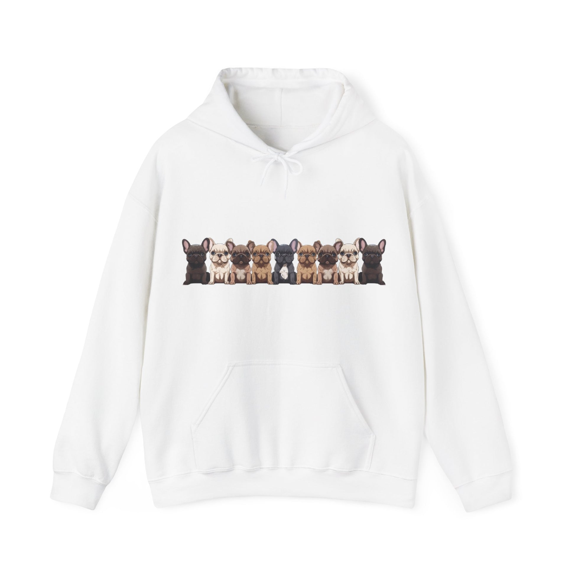 Adorable French Bulldogs in a Row - French Bulldog funny saying Unisex Heavy Blend™ Hooded Sweatshirt - French Boston