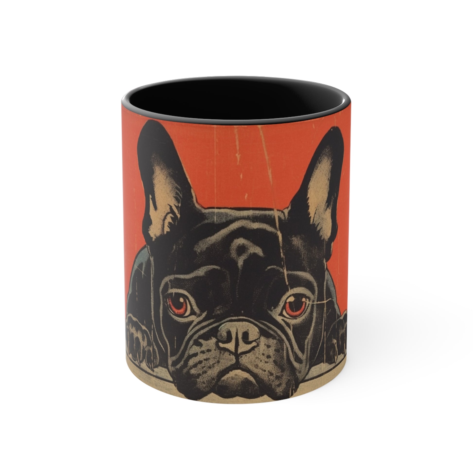 French Bulldog in Wood Block Print Art Mug 11oz - French Boston